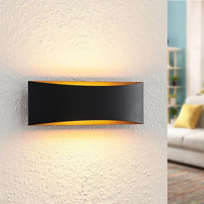 Arcchio LED kinkiet Jelle, 27 cm, czarny/złoty, góra/dół
