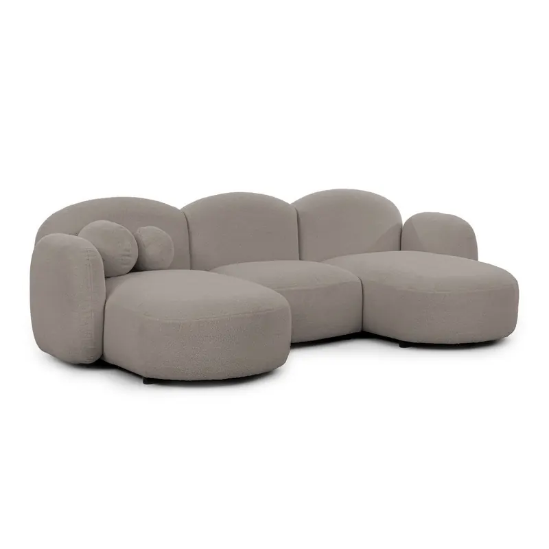 Szary narożnik z materiału bouclé (w kształcie litery U) Orbit – Ropez