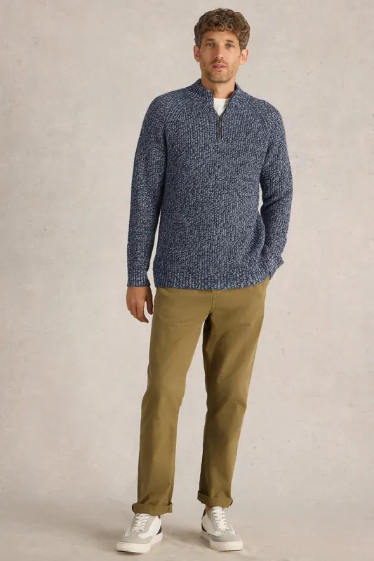 White Stuff Rye Twisted Zip Through Navy Multi Maat: XS | Sweaters Outlet | Heren | Blauw