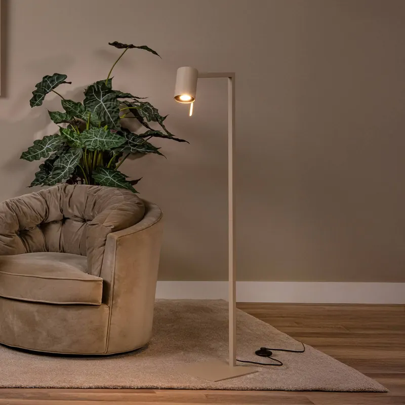 Lampa stojąca Lesley, kolor taupe, wysokość 130 cm, metal