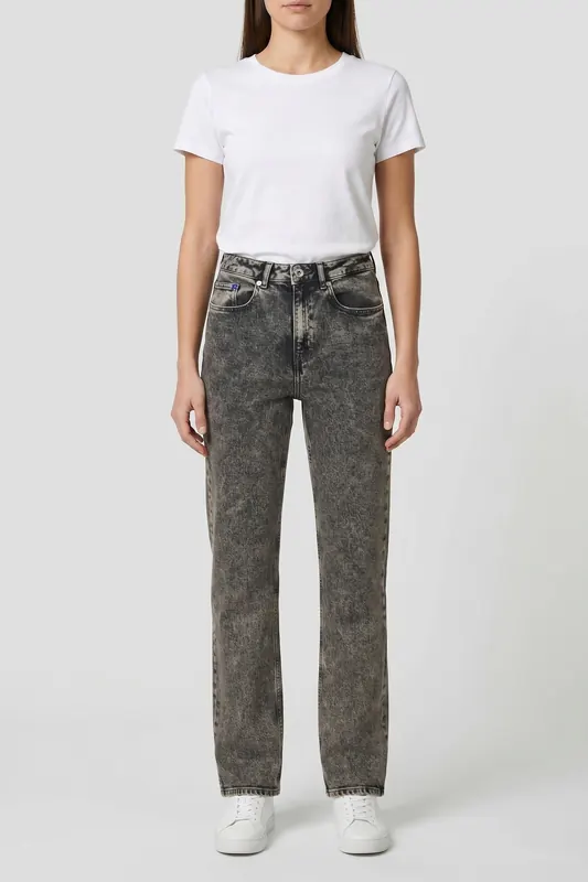 Karl Lagerfeld Straight W/ Slit Acid Dark Grey Maat: W31L32 | Straight Jeans Outlet | Dames | Grijs