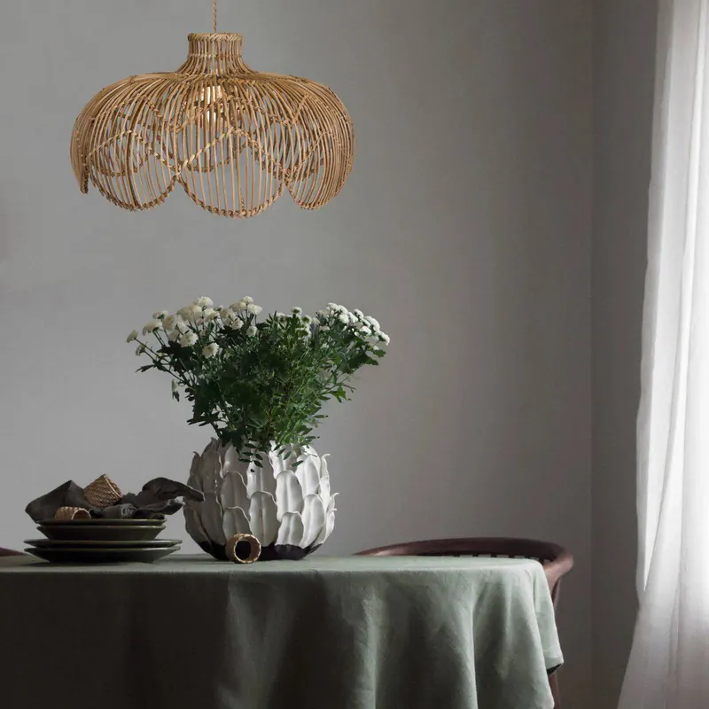 PR Home żyrandol Belle, kolor drewna, rattan, Ø 43 cm