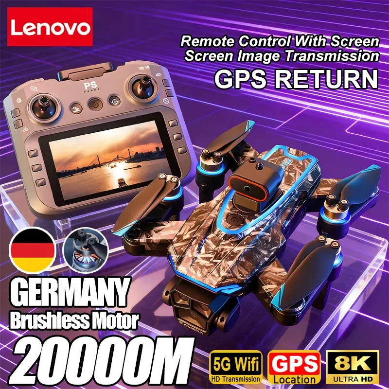 Dron Lenovo D13 GPS z potrójną kamerą 8K, zdalnym sterowaniem, inteligentnym systemem unikania przeszkód, składany, z silnikiem bezszczotkowym i funkcją VR.