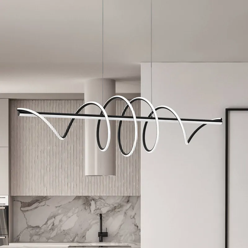 Żyrandol LED Twist, tworzywo sztuczne czarne, 30 W, długość 110 cm
