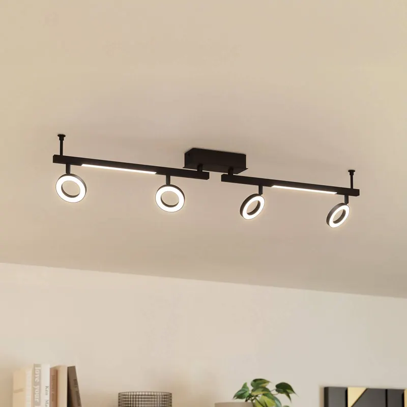 Reflektor sufitowy LED Cardillio 2 czarny z czterema Ringami