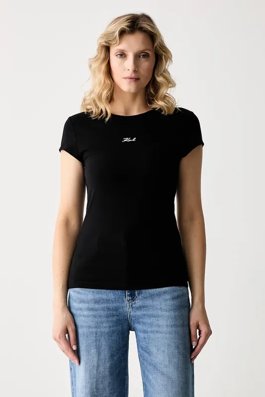 Karl Lagerfeld T-shirt damski bawełniany z elastanem 2-pack