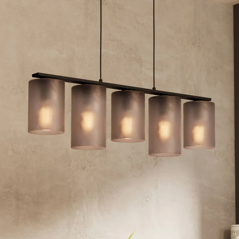 Lampa wisząca Colomera, czarna/szara, 5-punktowa.
