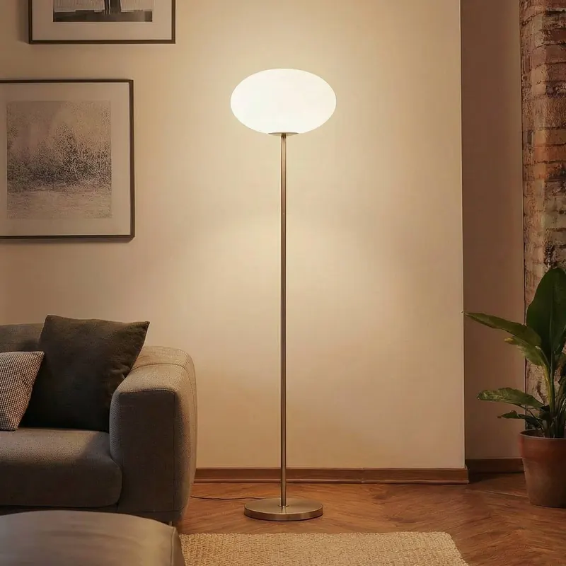 Lampa podłogowa Lindby Sonika, 175 cm, kolor nikiel, szkło, E27
