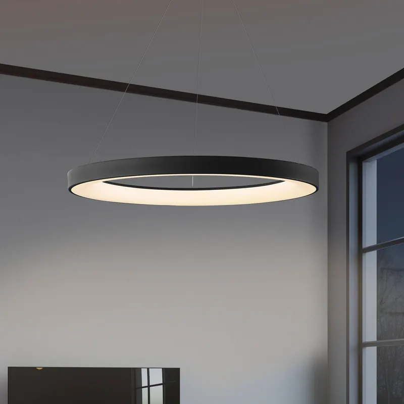 Inteligentny żyrandol LED Niseko II, 50 cm, czarna, CCT, ściemniany