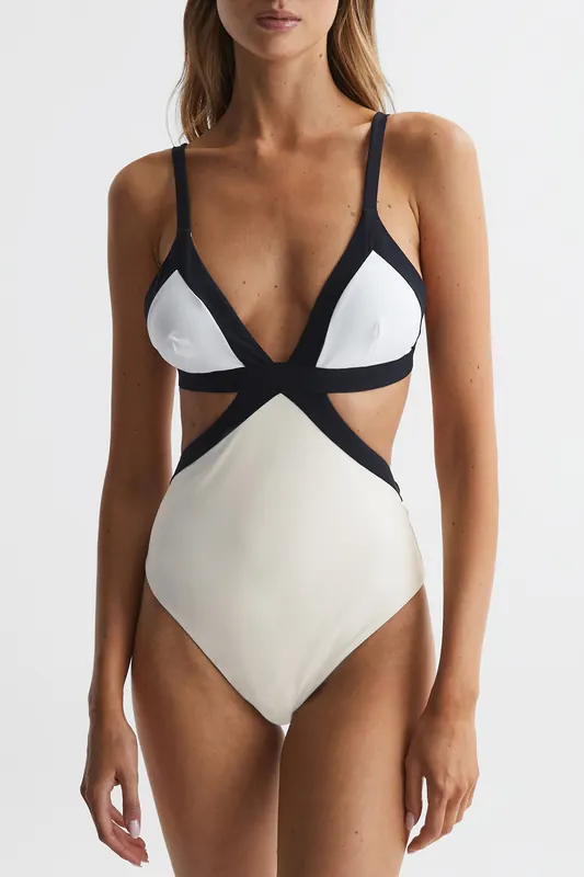 Reiss Colour Block One-piece Swimsuit — Regular Fit Maat: 4 | Badpakken Outlet | Dames | Zwart