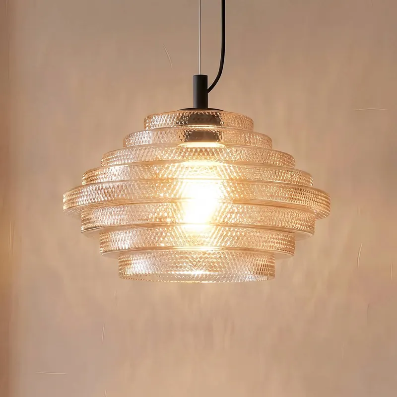 Lampa wisząca Lindby Orliana, Ø 35 cm, bursztynowa, szkło