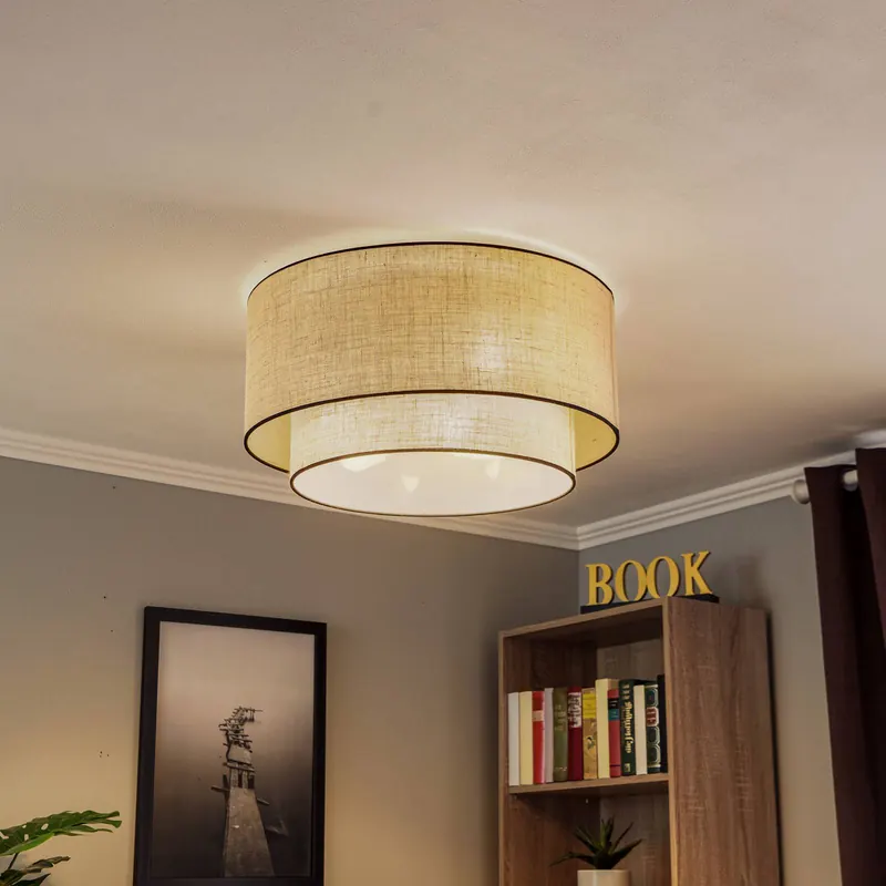 Lampa sufitowa Boho, brązowo-czarna, średnica 60 cm, materiał
