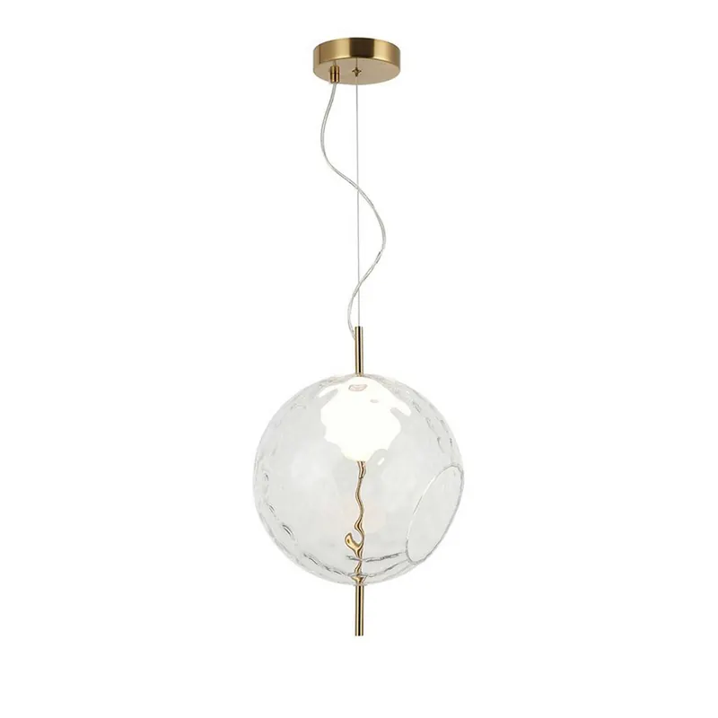 Lampa wisząca LED Dalia, przezroczysta/złota, Ø 30 cm, szkło