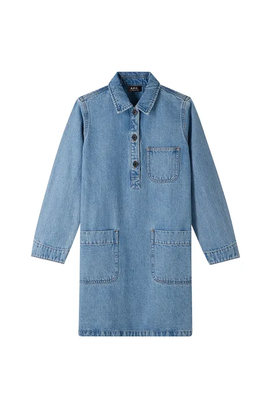 A.P.C. Dress Aurelia Light Blue Maat: 36 | Blousejurken Outlet | Dames | Blauw