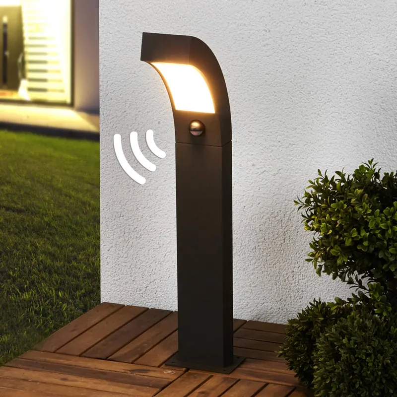 Słupek oświetleniowy LED Lucande Lennik, czujnik, 60 cm, antracytowy