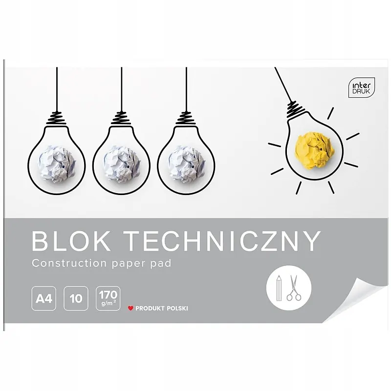 Blok Techniczny A4 Biały 10 Kartek 170g Interdruk