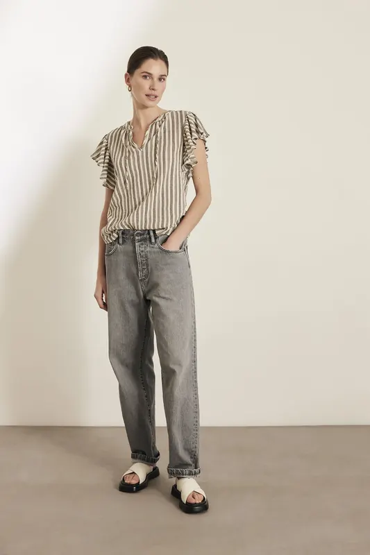 Knitted Scarlett Top Graphite Maat: S | Blouses Outlet | Dames | Beige