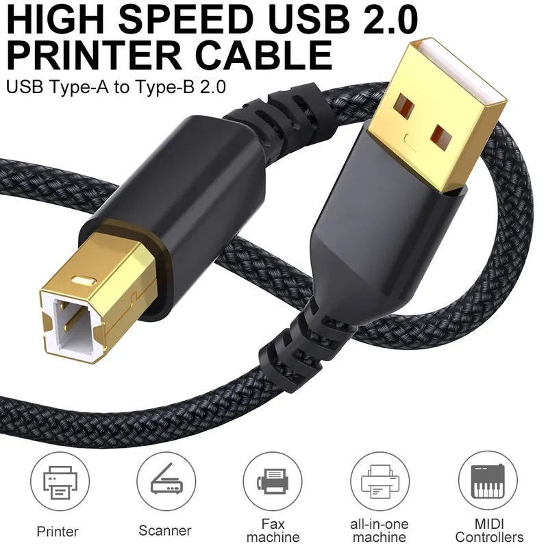 LAIHONEN Kabel USB B do USB A do drukarki Kabel USB 2.0 męski do męskiego do skanera Szybki kabel do drukarki HP Canon Epson Dell Lexmark
