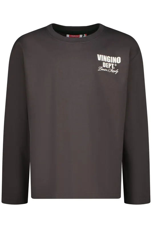 Vingino Boys Basic Logo Tee T-shirt Dark Stone Maat: 16 | T-Shirts Outlet | kids | Grijs