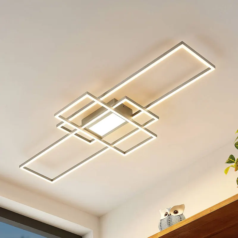 Lampa sufitowa LED Caitlin, nikiel, metal, 105cm