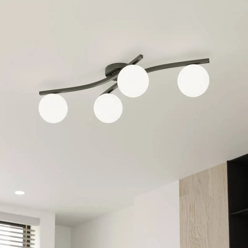 Lampa sufitowa OPUS, długość 85 cm, opal, długość 84 cm, 4-punktowa.