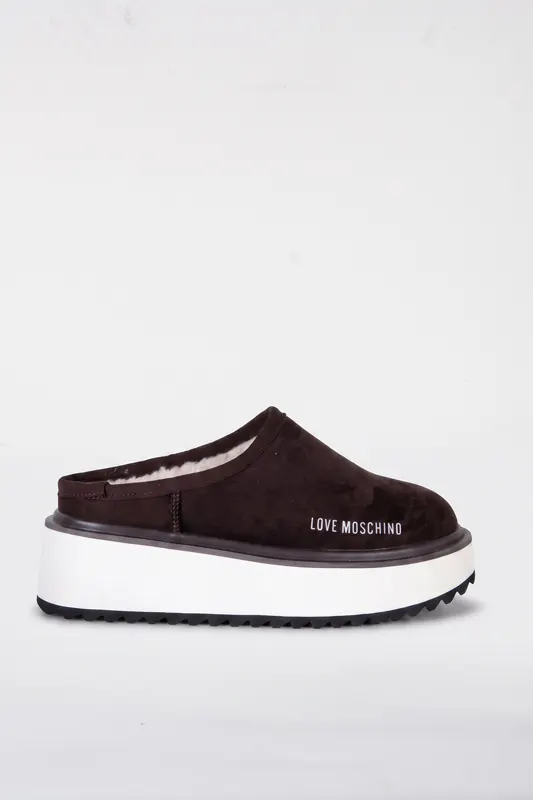 Moschino Platform Power Velour Clogs Brown Maat: 38 | Slippers Outlet | Dames | Bruin