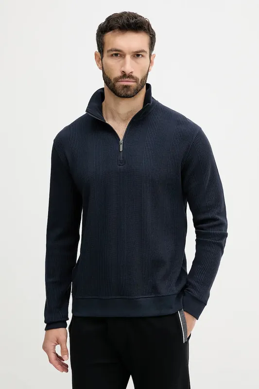 BOSS bluza lounge męska z bawełną Structure 1/4 Zip