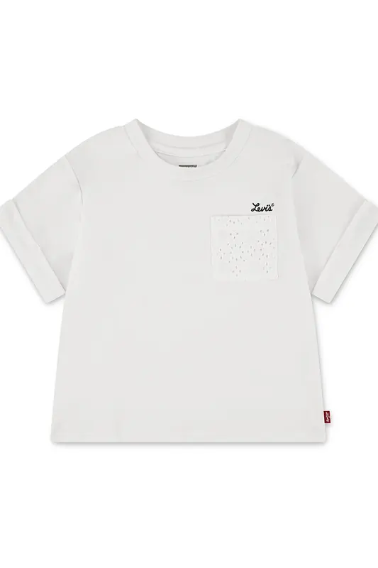 Levi's Girls Roll Cuff Meet And Greet Tee Bright White Maat: 12Y | Overhemden Outlet | kids | Wit