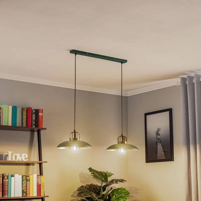 Lampa wisząca Felix, zielono-złota, 2-punktowa