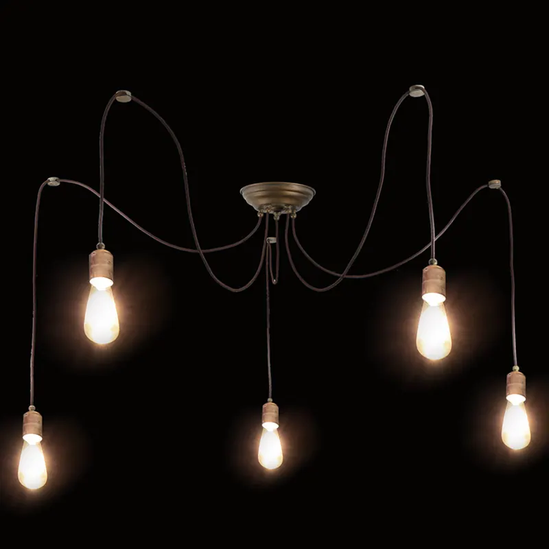 Lampa wisząca Allen, antyczny mosiądz, 5-punktowa