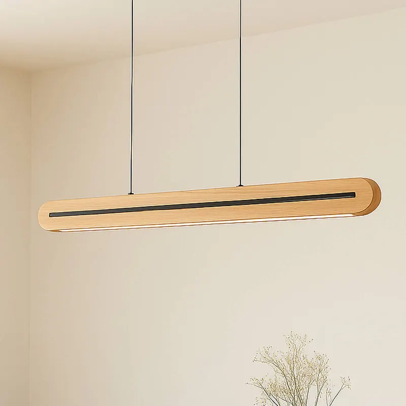 Lampa wisząca LED Lucande Darnor, drewno, CCT, długość 100 cm