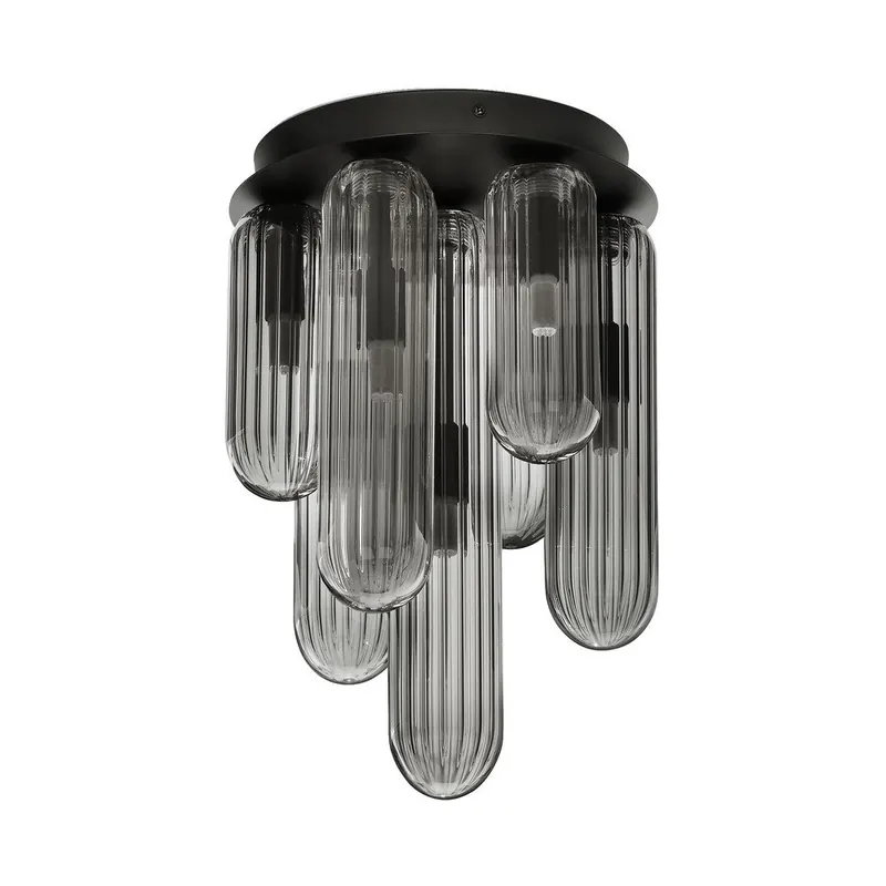 Szara szklana lampa sufitowa ze szklanym kloszem Gustave – Nova Luce
