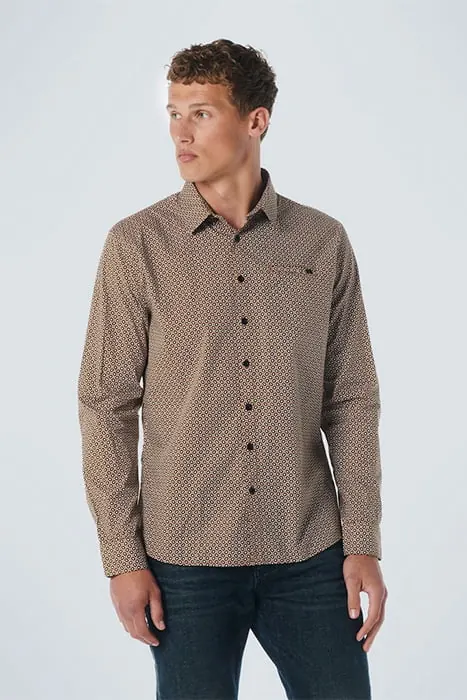 No Excess Shirt Stretch Allover Printed Caramel Maat: M | Casual Overhemden Outlet | Heren | Beige