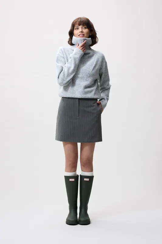 Catwalk Junkie Short Pinstripe Skirt Grey Melange Maat: 42 | Mini Rokken Outlet | Dames | Grijs