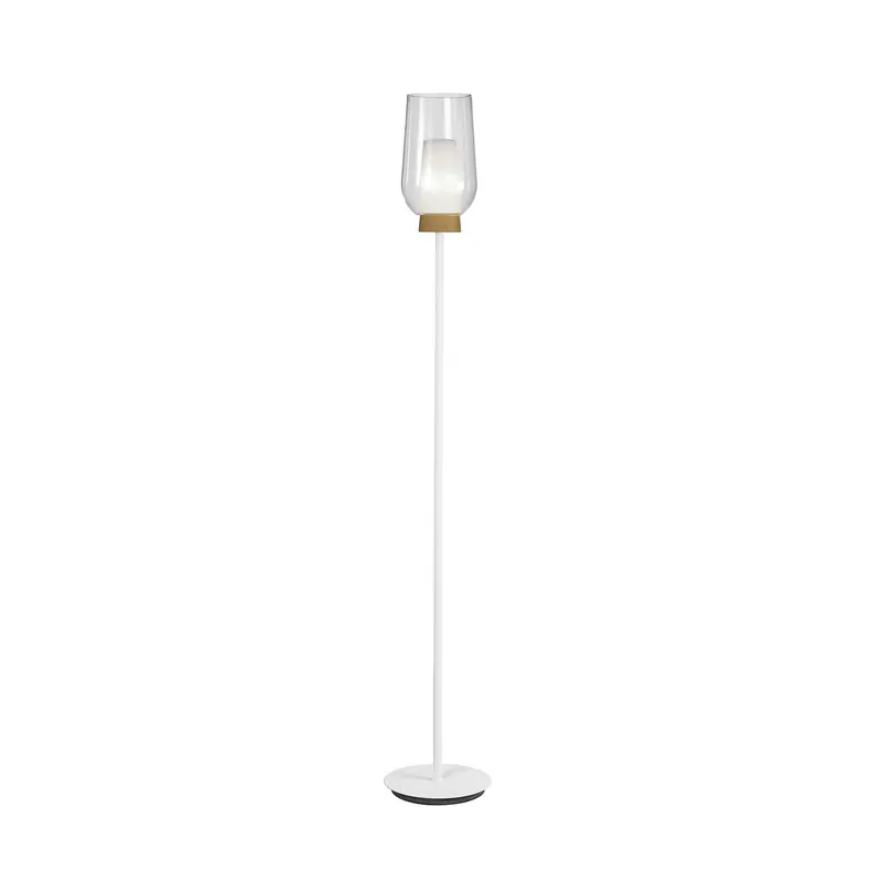 Lampa stojąca Nora, biało-przezroczysty, metal, szkło