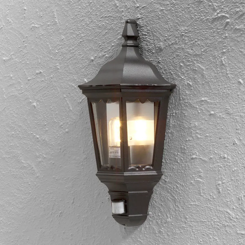 Kinkiet zewnętrzny Firenze, czujnik, czarny