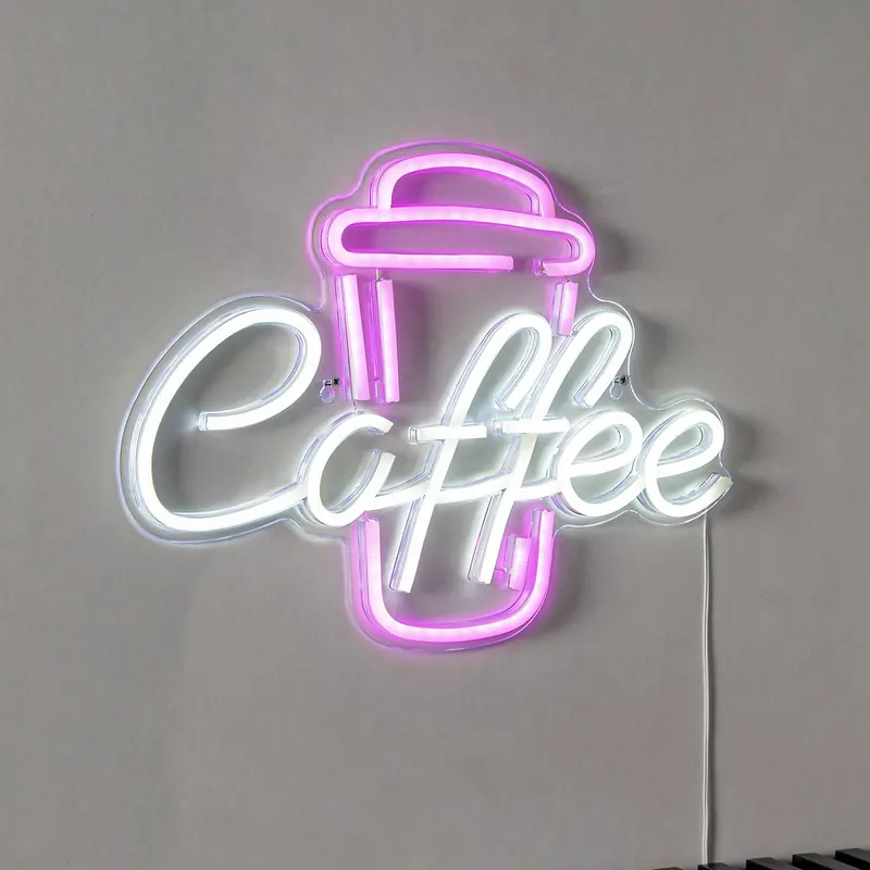 Kinkiet LED Coffee, różowy/biały, plexi, 40 x 30 cm USB