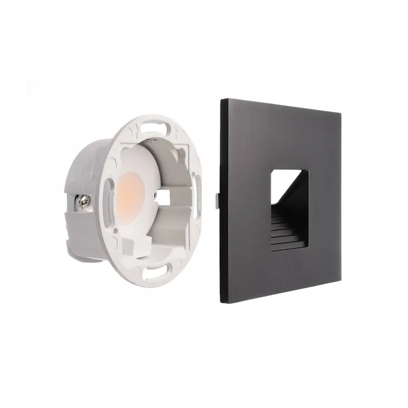 Oprawa wpuszczana ścienna LED SET Alwaid czarna 8 x 8 cm poziom 2 700K