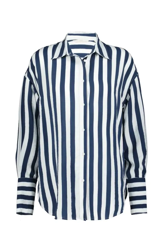 DIDI Oversized Shirt Lisan Blue Offwhite Stripe Maat: 42 | Longsleeves Outlet | Dames | Blauw