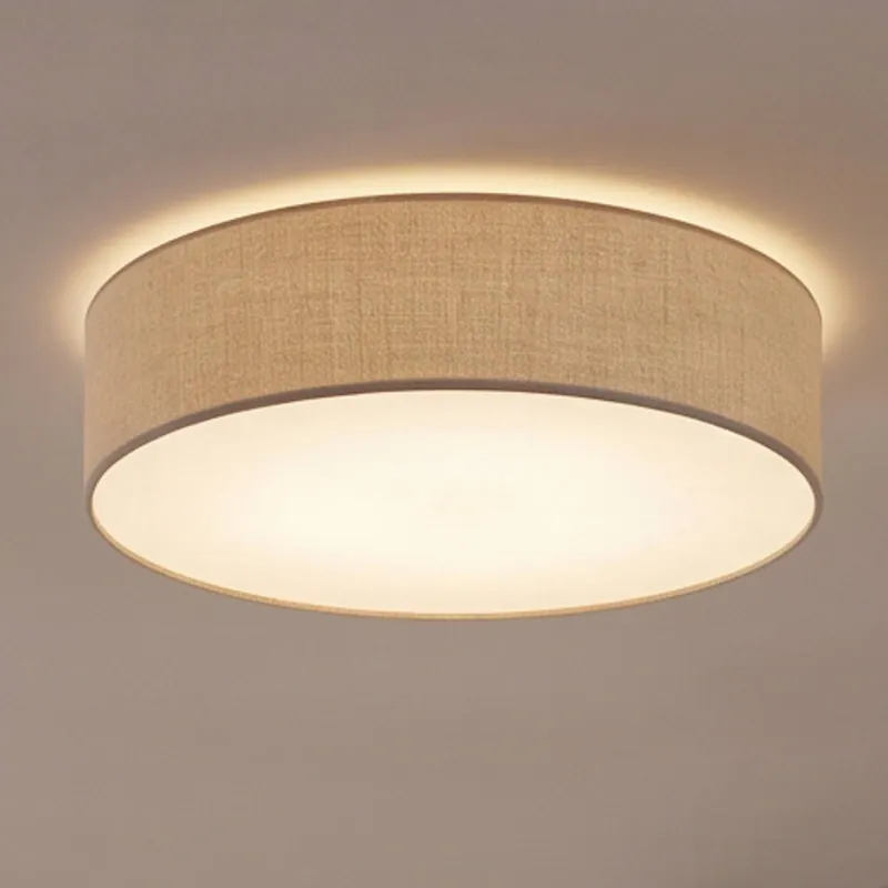 Lampa sufitowa Leano, szara, tkanina lniana, Ø 50 cm