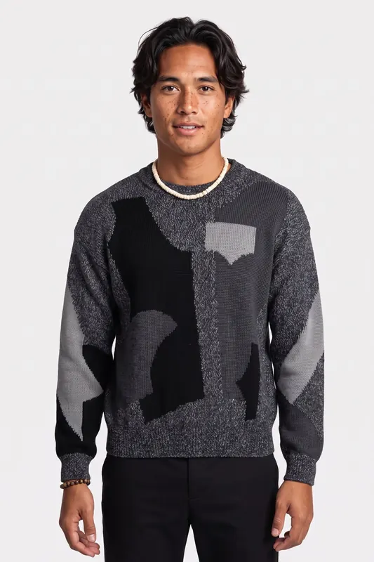 Moschino Patchwork Alpaca And Cotton Pullover Grey Maat: 48 | Sweaters Outlet | Heren | Grijs