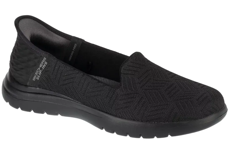 Skechers Slip-Ins On The Go Flex - Clover 138182-BBK, Damskie, Czarne, półbuty, tkanina, rozmiar: 39