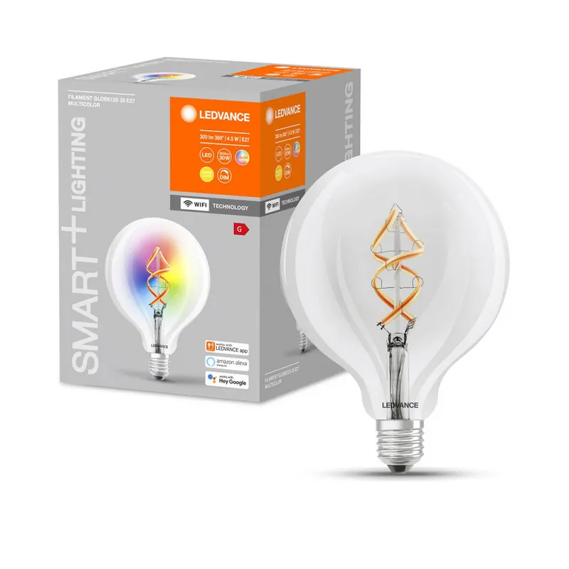 LEDVANCE SMART+ WiFi filament globe RGBW E27 4,5W