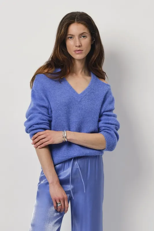 Dante6 Imany Open Shoulder Sweat Cornflower Blue Maat: XL | Sweaters Outlet | Dames | Blauw