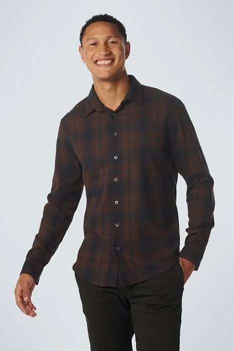 No Excess Shirt Check Brown Maat: XXL | Casual Overhemden Outlet | Heren | Bruin