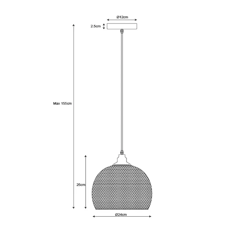 Lampa wisząca Mesh, 1-punktowa, czarna, Ø 22 cm