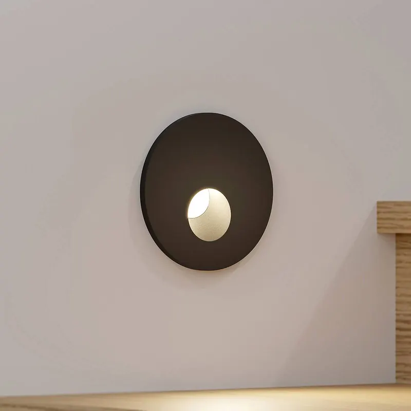 Oprawa wpuszczana LED Arcchio Vexi, Ø 7,5 cm, czarny, aluminium, CCT
