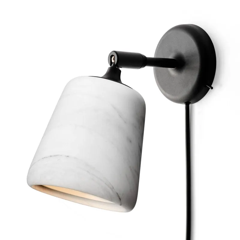 Lampa ścienna New Works „Material”, biała, marmur, wtyczka