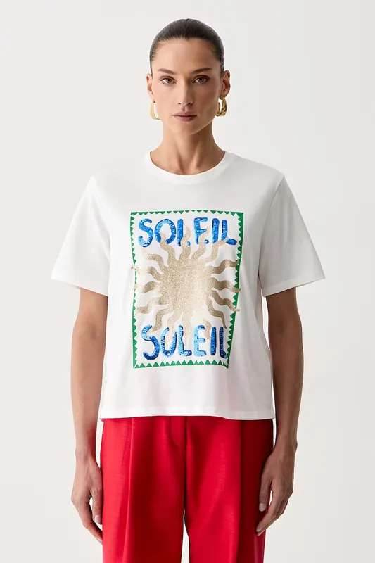 Morgan T-shirt damski bawełniany DSOLEIL