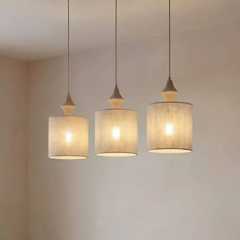 Żyrandol Amura, 3-punktowy, długość 105 cm, beżowo-piaskowa, E27